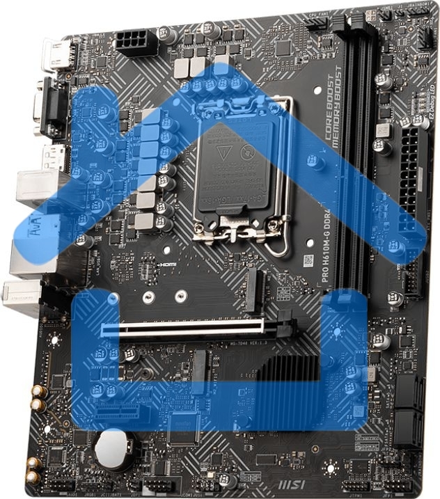 Материнская плата MSI PRO H610M-G, LGA 1700, Intel H610, 2xDDR5, 4xSATA, 1xM.2, 1xPCIe 4.0 x16, 1xPCIe 3.0 x1, 1xHDMI, 1xDP, 1xVGA, 1xRJ45 1Gb, 2xUSB-A 3.2 Gen 1, 4xUSB-A 2.0, 3x3.5мм, 7.1, mATX