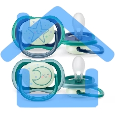 Пустышка Philips ultra air, ночная, звезда/месяц, 6-18 мес., 2 шт.