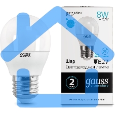 Лампа светодиодная Gauss LED Elementary Шар 8W E27 540lm 4100K 1/10/100 0