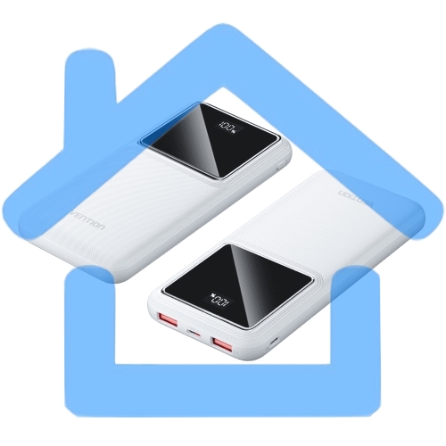 Портативный аккумулятор Vention 10000mAh(M/C-A/A)22.5W белый с LED Дисплеем