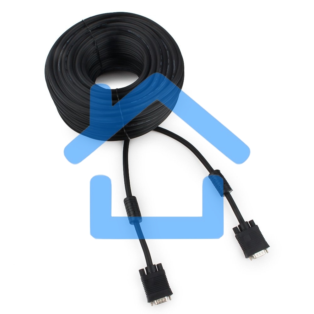 Кабель Gembird/Cablexpert CC-PPVGA-30M-B, Кабель VGA Premium, 15M/15M, 30м, черный, тройной экран, феррит.кольца