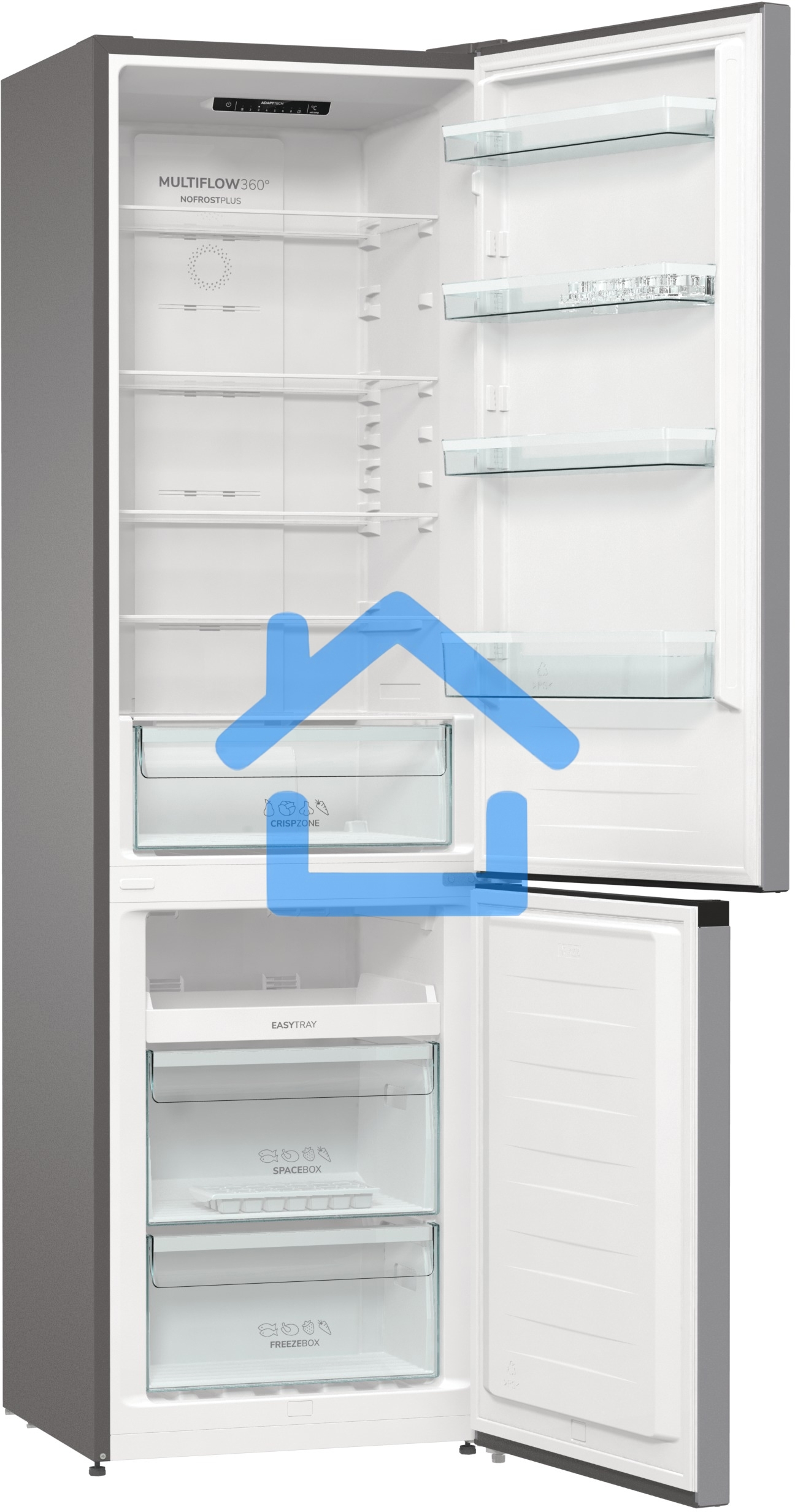 Холодильник Gorenje NRK6201PS4 серебристый металлик двухкамерный 235/96л морозилка снизу