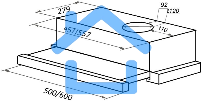 Вытяжка встраиваемая Maunfeld VS Light 50 черный, 50 см, 520 куб. м/ч, 56 дБ