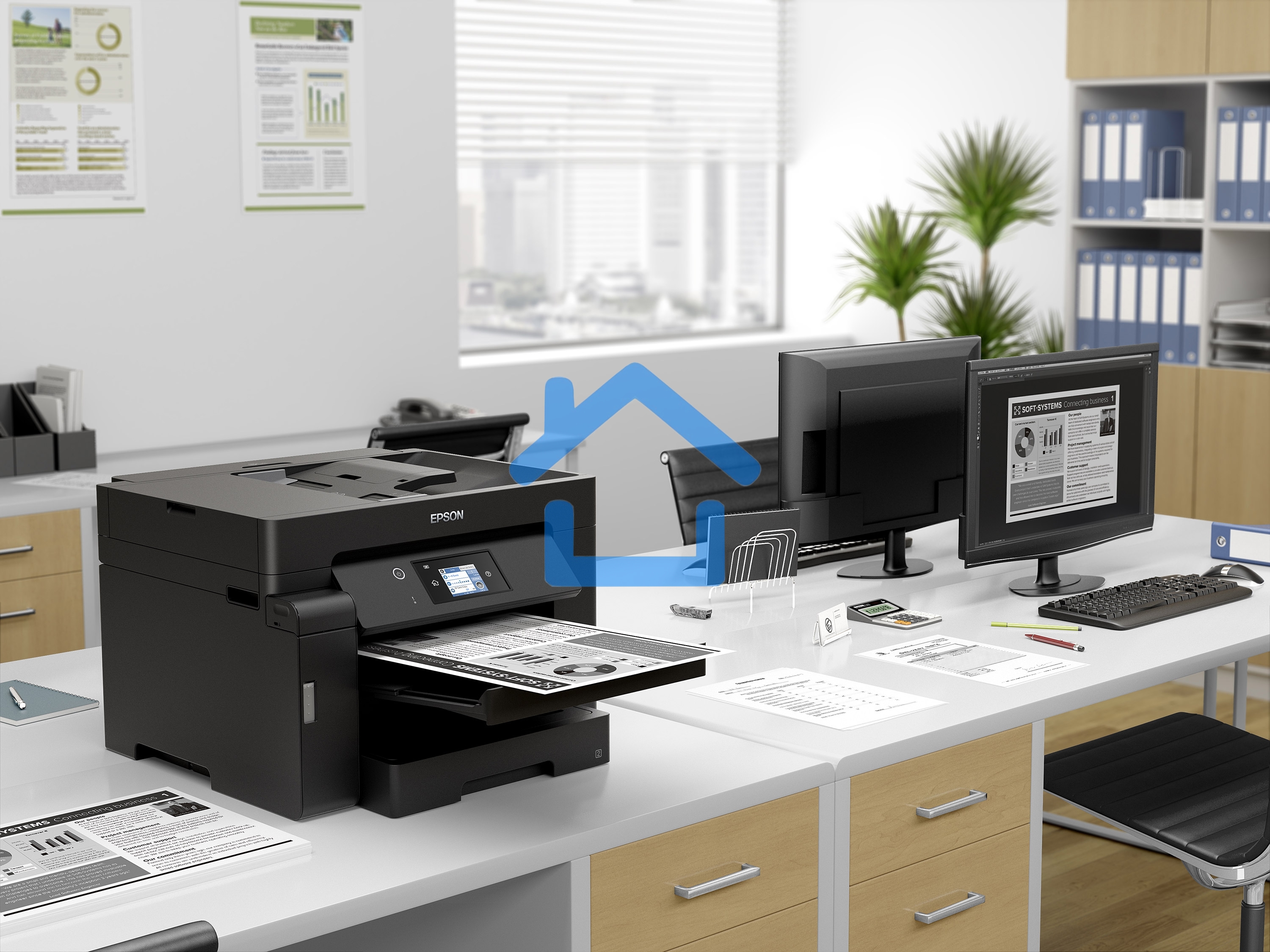 МФУ струйное Epson M15140 (C11CJ41404), A3+, ч/б, печ. до 25 стр/мин., скан. до 26 стр/мин., 2400 x 4800 dpi (печать) 1200x2400dpi (скан.), USB, RJ-45, Wi-Fi