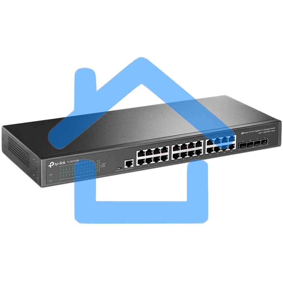 Коммутатор TP-Link JetStream™ 24-port Pure-Gigabit L2+ Managed Switch, 24 10/100/1000Mbps RJ45, 4*10G SFP+ Slots