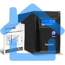 Источник бесперебойного питания (инвертор, синус, для котла) ExeGate SineTower SN-600.LCD.AVR.2SH 600VA/360W, чистая синусоида, LCD дисплей, AVR, 2*Schuko, линейно-интерактивный, черный