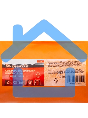 Сверло по дереву шнековое Matrix, 52 х 230 мм, 6-гранный хвостовик