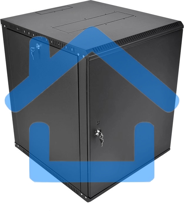 Шкаф телекоммуникационный настенный разборный ЦМО ЭКОНОМ 12U (600 x 520) дверь металл, черный (ШРН-Э-12.500.1-9005)