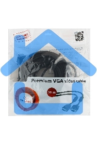 Кабель Gembird/Cablexpert CC-PPVGA-30M-B,Кабель VGA Premium, 15M/15M, 30м, черный, тройной экран, феррит.кольца