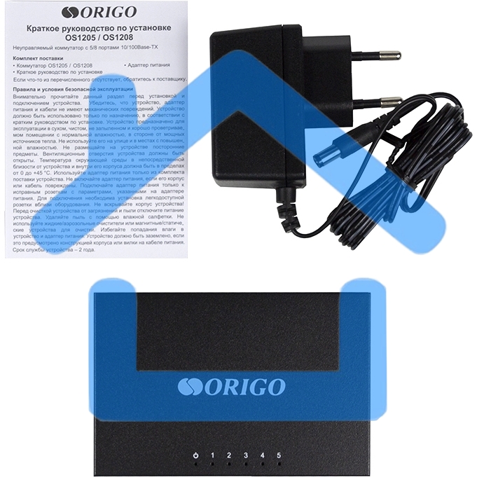 Неуправляемый 5-портовый коммутатор ORIGO OS1205/A1A 10/100 Мбит/с