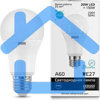 Лампа GAUSS LED Elementary Арт. 23229A60 20W E27 4100K 1/10/40 груша