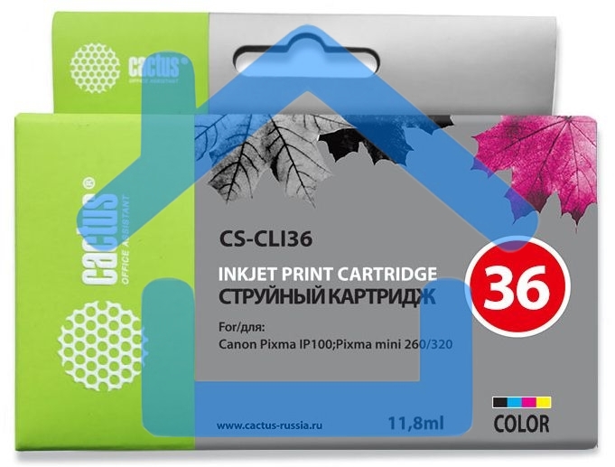 Картридж струйный Cactus CS-CLI36 цветной (11.8 мл.) для Canon Pixma iP 100/ MiNi 260
