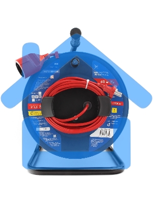 Силовой удлинитель на катушке Power Cube PC20202, 10 А/2,2 кВт, 40 м, 1 розетка б/з