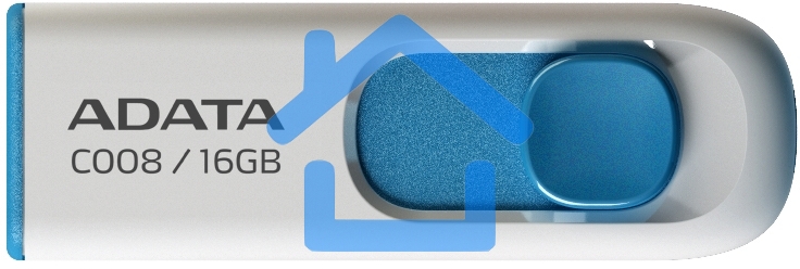 Флешка USB ADATA C008 (AC008-16G-RWE), 16Gb, USB 2.0, R/W 15/5, белый / синий
