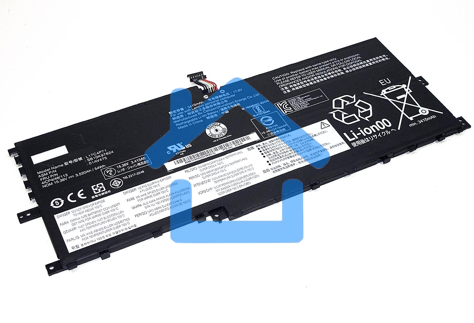 Аккумуляторная батарея для ноутбука Lenovo ThinkPad X1 Yoga 2018 (L17M4P71) 15.36V 3520mAh