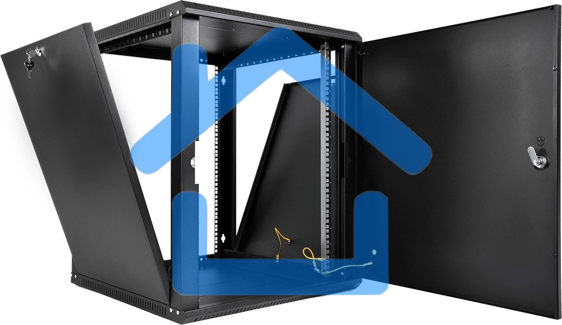 Шкаф телекоммуникационный настенный разборный ЦМО ЭКОНОМ 12U (600 x 520) дверь металл, черный (ШРН-Э-12.500.1-9005)