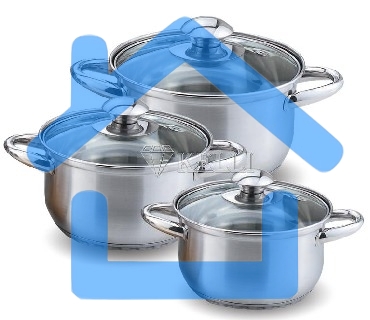 Набор посуды KELLI KL-4201 6 пред.(6 пред.: Кастрюля с жаропрочной стеклянной крышкой 2л. Кастрюля с жаропрочной стеклянной крышкой 2.6л. Кастрюля с жаропрочной стеклянной крышкой 3.6л. Высококачественная нержавеющая сталь 18/10. 5-ти слойное капсульное д