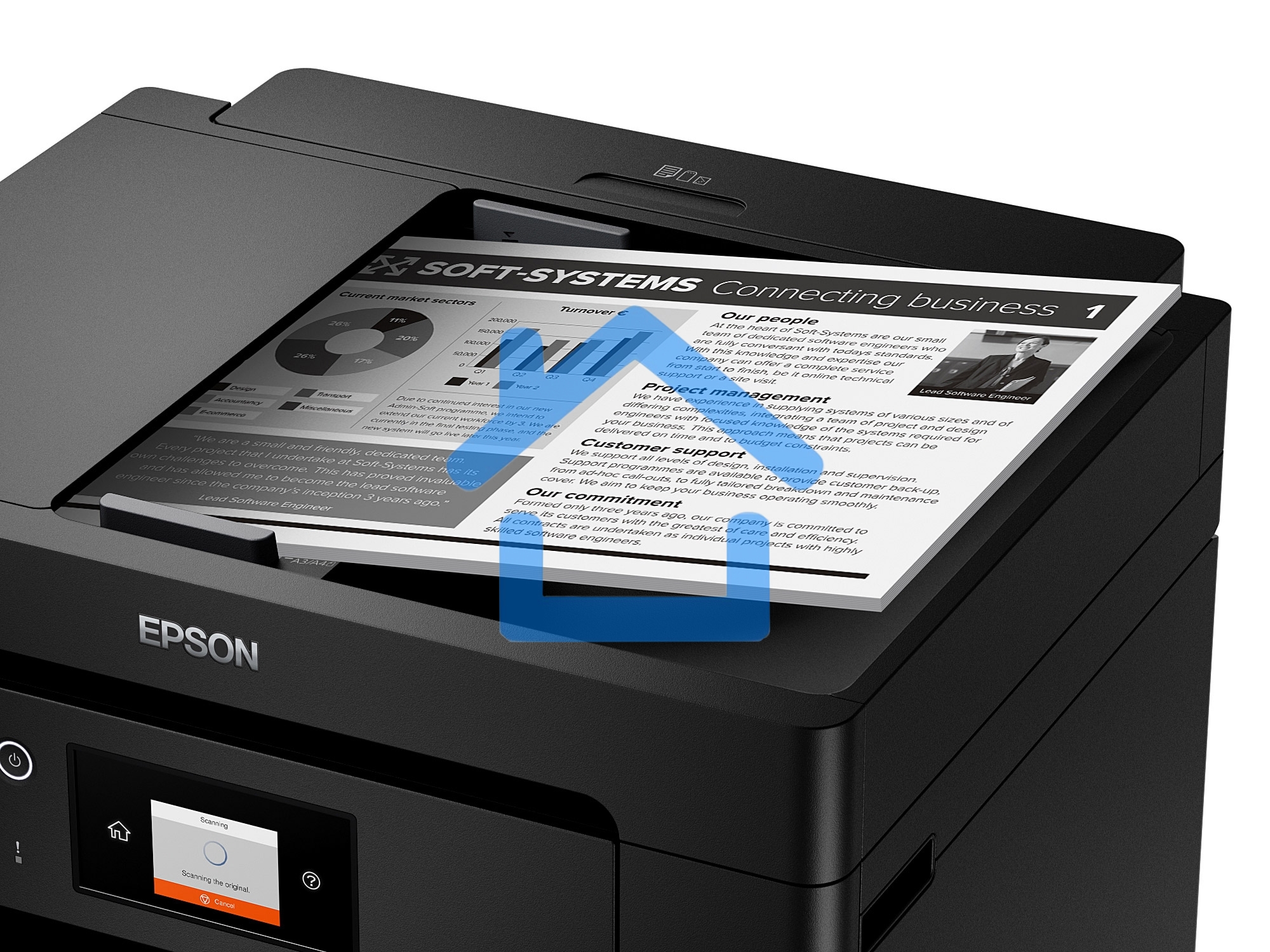 МФУ струйное Epson M15140 (C11CJ41404), A3+, ч/б, печ. до 25 стр/мин., скан. до 26 стр/мин., 2400 x 4800 dpi (печать) 1200x2400dpi (скан.), USB, RJ-45, Wi-Fi