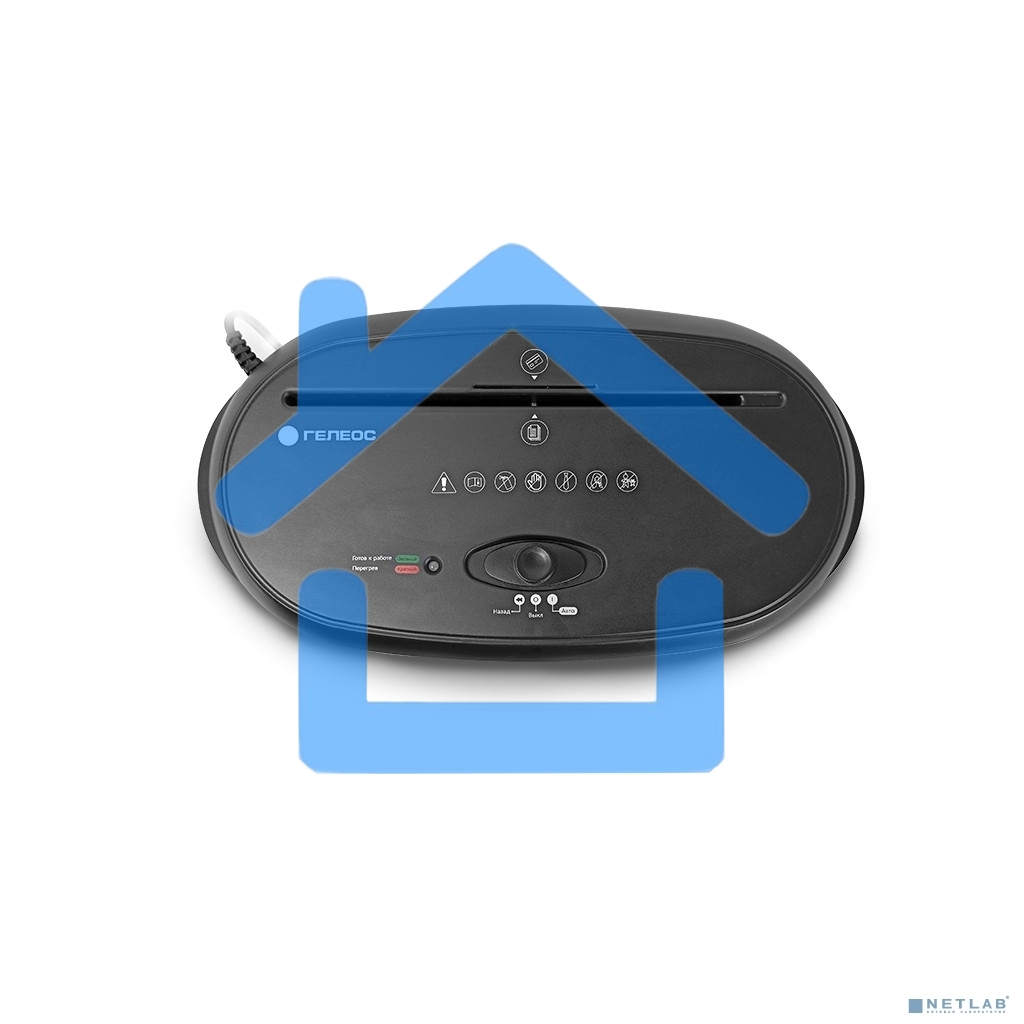 Уничтожитель документов ГЕЛЕОС УМ24-4, DIN P-4 (4 ур-нь секр.), фрагмент 3,9х38мм, 17 лист (70г/м2), CD/пл.карты/скрепки/скобы, 24 литра