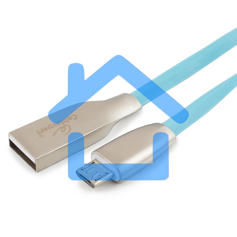 Кабель USB 2.0 Cablexpert CC-G-mUSB01Bl-1M, AM/microB, серия Gold, длина 1м, синий, блистер