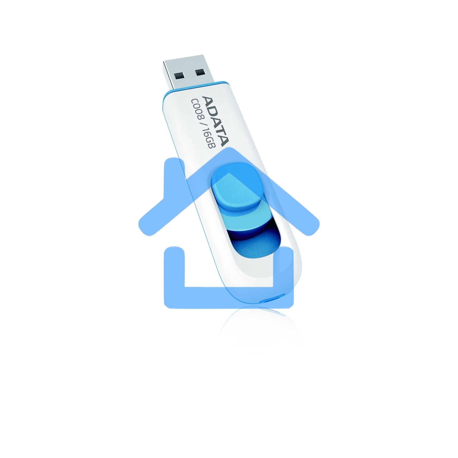 Флешка USB ADATA C008 (AC008-16G-RWE), 16Gb, USB 2.0, R/W 15/5, белый / синий
