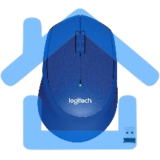 Мышь беспроводная Logitech M330 SILENT PLUS синий, 1000 dpi, радиоканал, USB, кнопки - 3
