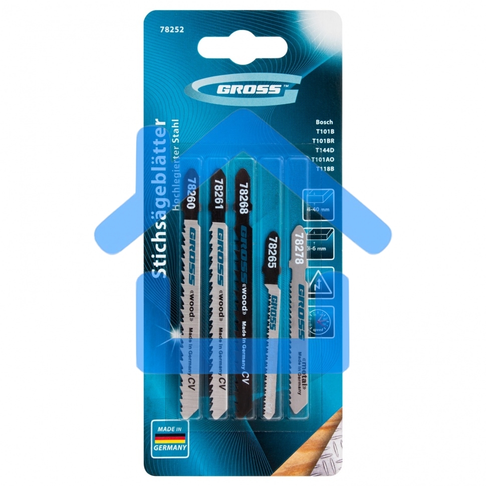 Набор полотен для электролобзика универсальный, 5шт., Gross