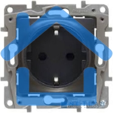 Механизм розетки 1-м СП Etika 2К+З 16А защ. шторки с заземл. винт. зажимы антрацит Leg 672622