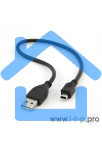 Кабель Gembird CCP-USB2-AM5P-1 USB 2.0 кабель PRO для соед. 0,3м AM/miniBM позол.конт., черный