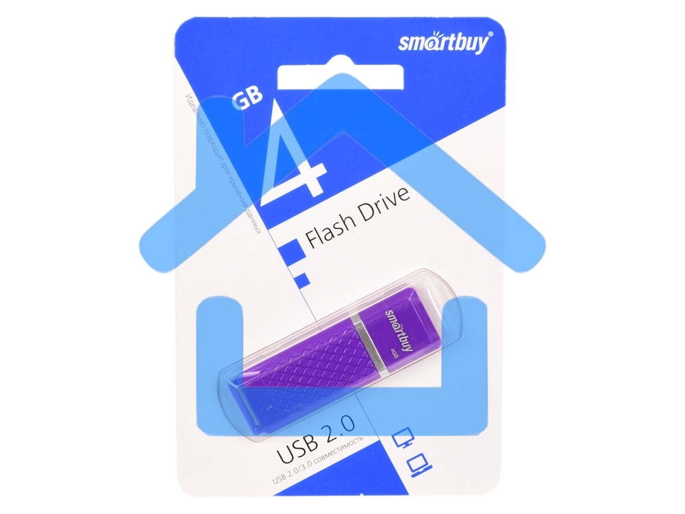 Флешка USB Smartbuy 4 Gb USB <USB 2.0> Smartbuy Quartz series Violet (SB4 GbQZ-V)