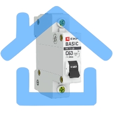 Выключатель автоматический модульный 1п C 63А 4.5кА ВА 47-29 Basic EKF mcb4729-1-63C