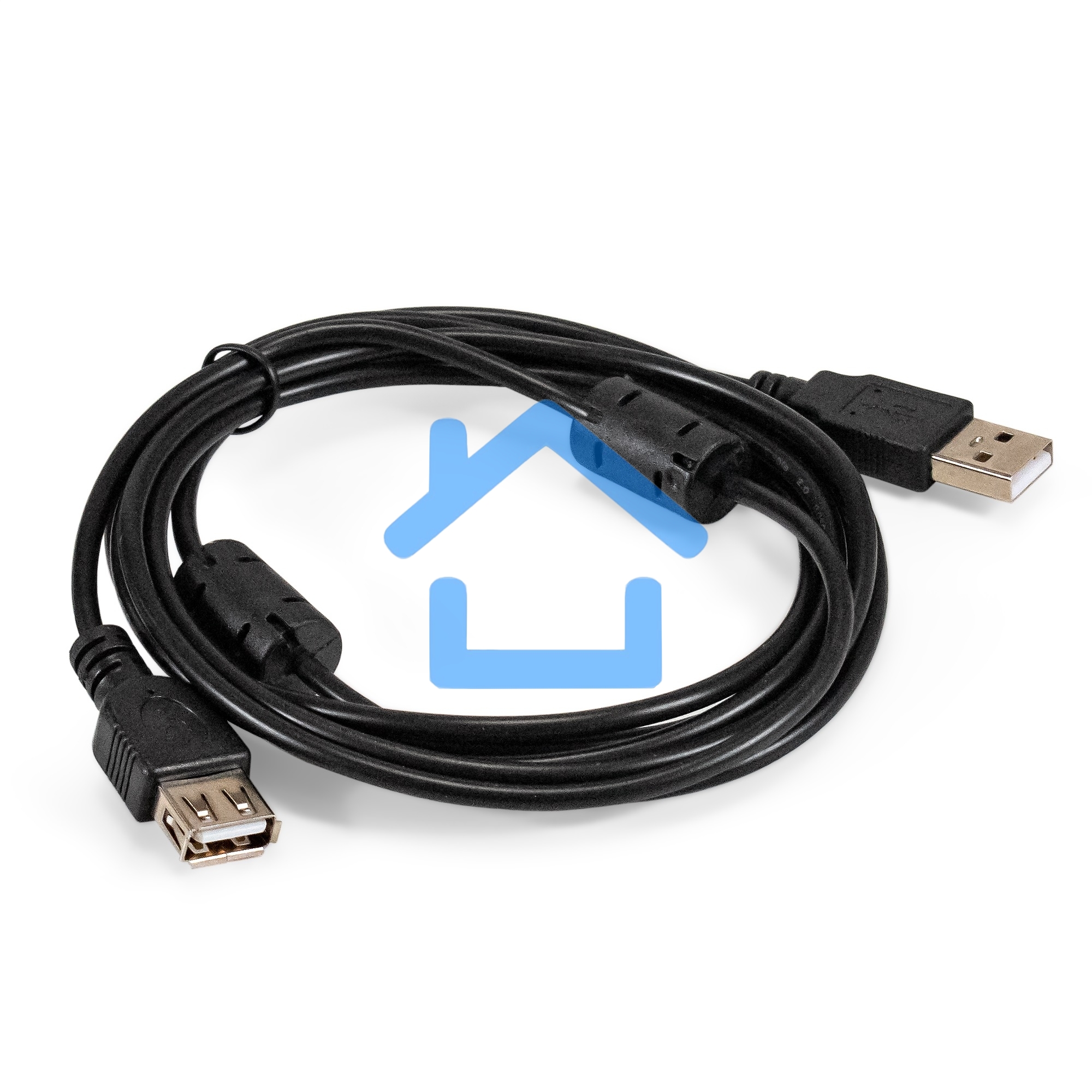 Удлинитель USB 2.0 ExeGate EX-CCF-USB2-AMAF-2.0F (Am/Af, позолоченные контакты, ферритовые кольца, 2м)