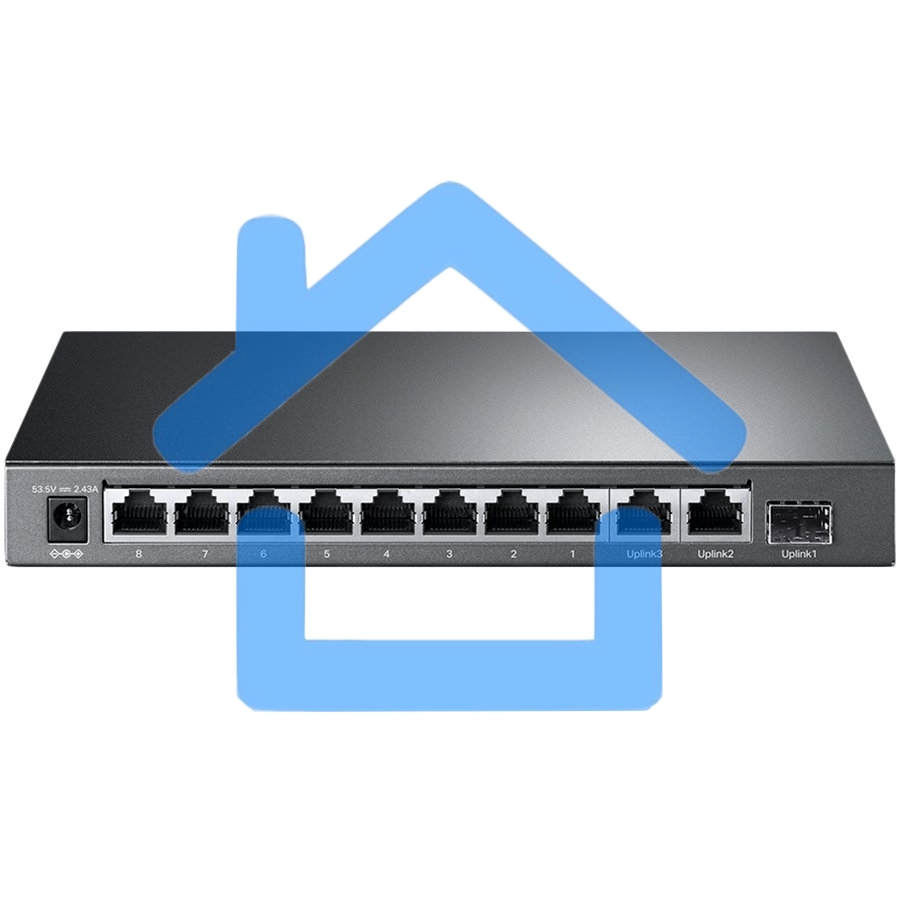 Коммутатор TP-Link 8-port 10/100Mbps Unmanaged PoE switch, 2 Gb RJ45 + 1 Gb SFP uplinks, PoE budget up to 124W