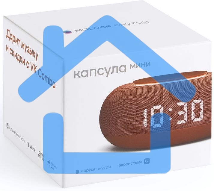 Умная колонка VK Капсула Мини 5Вт, с голосовым ассистентом Маруся, с LED-часами, терракотовый