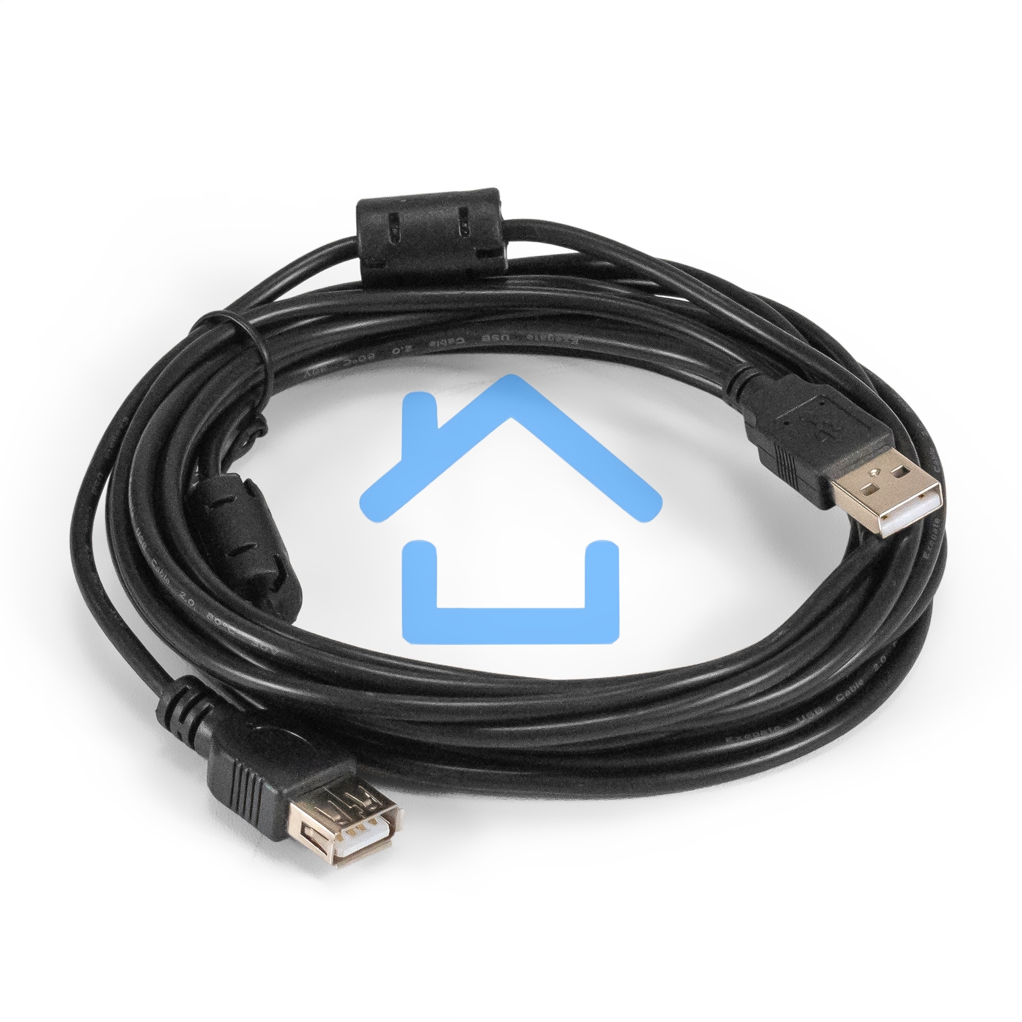 Удлинитель USB 2.0 ExeGate EX-CCF-USB2-AMAF-4.5F (Am/Af, позолоченные контакты, ферритовые кольца, 4,5м)