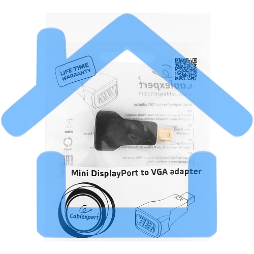 Переходник miniDisplayPort - VGA, Cablexpert A-mDPM-VGAF-01, 20M/15F, черный, пакет