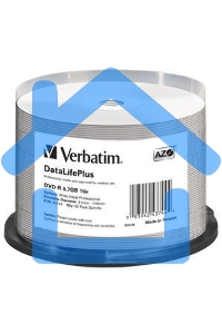 Диск DVD-R Verbatim 4.7 Gb, 16x, Cake Box (50), Full Ink Printable Pro (50/200)