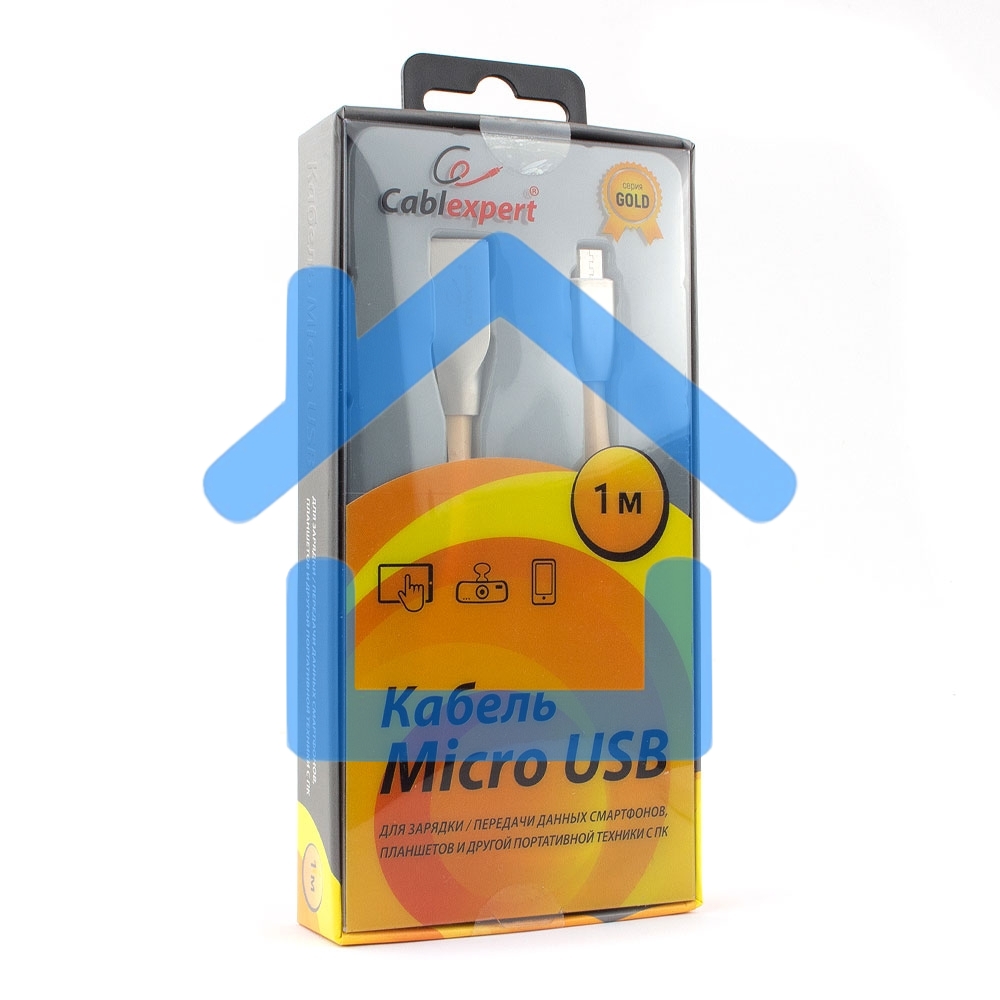 Кабель USB 2.0 Cablexpert CC-G-mUSB01Gd-1M, AM/microB, серия Gold, длина 1м, золотой, блистер
