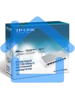 Коммутатор TP-Link SOHO TL-SF1008D Коммутатор 8-port 10/100M mini Desktop Switch, 8 10/100M RJ45 ports, Plastic case