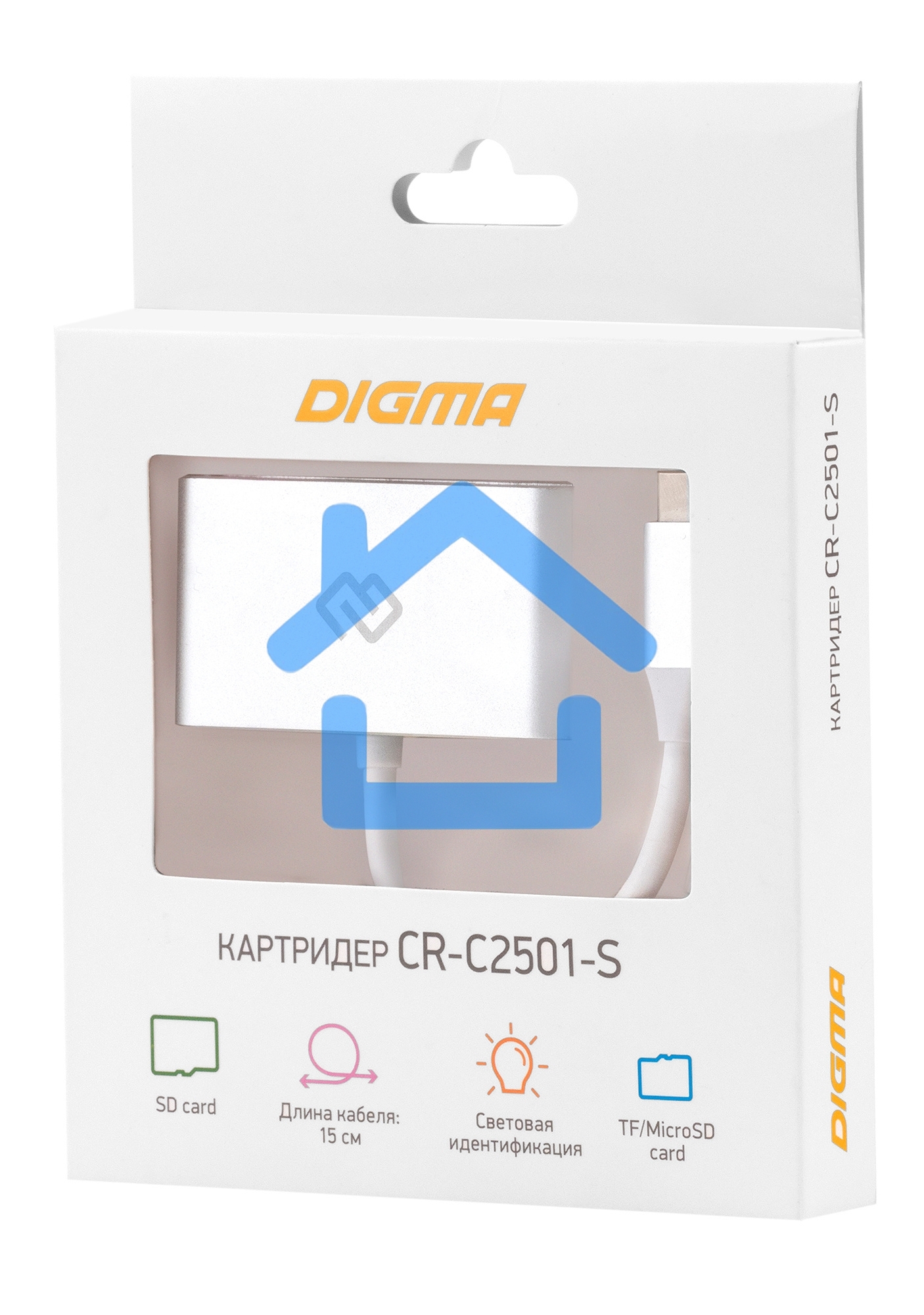 Устройство чтения карт памяти Type C Digma CR-С2501-S серебристый