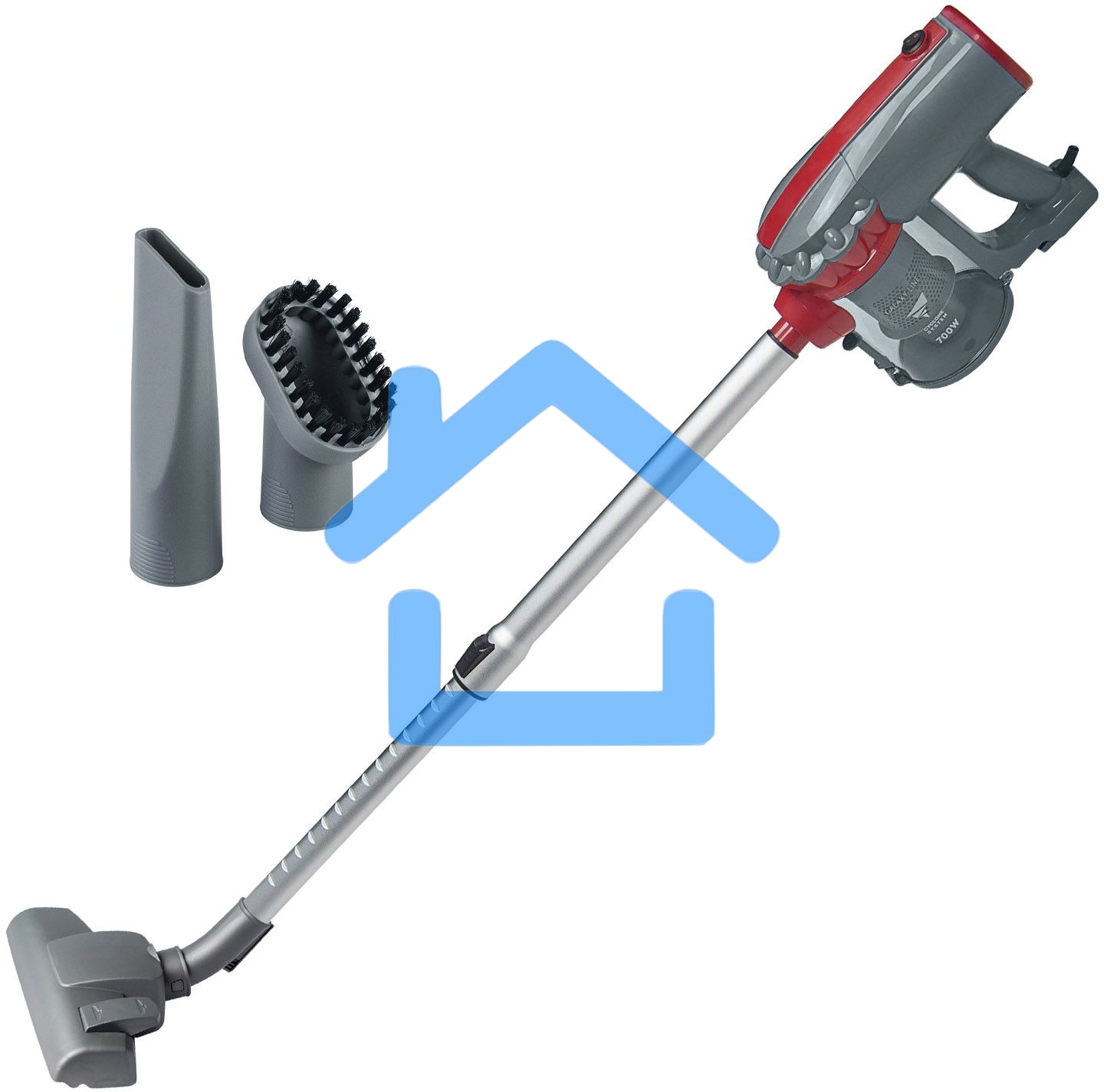 Пылесос вертикальный Galaxy GL 6255 серый/красный, питание от сети, 150 Вт, уборка сухая, пылесборник 0.8 л