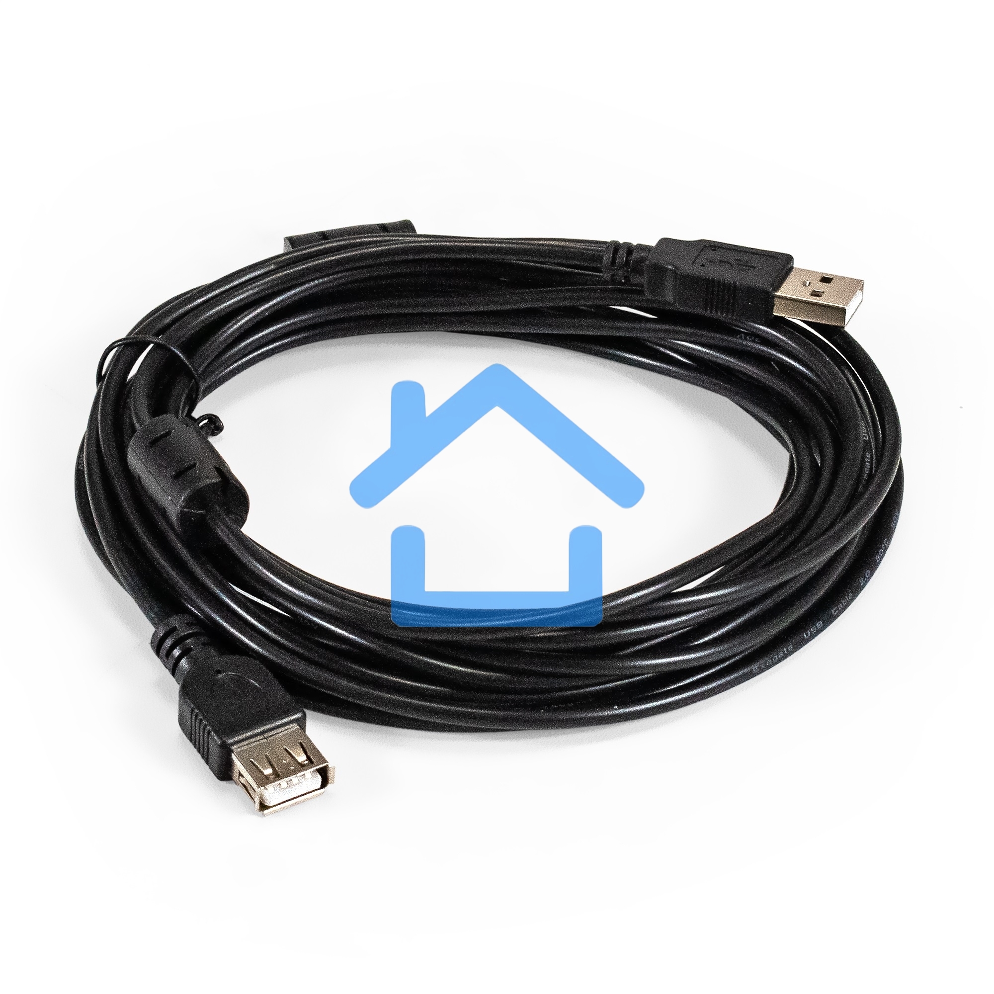 Удлинитель USB 2.0 ExeGate EX-CCF-USB2-AMAF-5.0F (Am/Af, позолоченные контакты, ферритовые кольца, 5м)