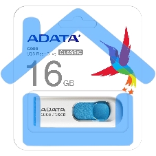 Флешка USB ADATA C008 (AC008-16G-RWE), 16 Gb, USB 2.0, R/W 15/5, белый/синий