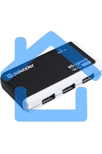 Разветвитель USB Defender QUADRO INFIX USB2.0 - 4 порта, скор. - до 480 Мбит/с, + кабель USB 2.0 A(M) - MiniB (M) - 1м.