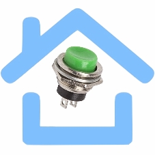 Выключатель-кнопка металл 250V 2А (2с) (ON)-OFF Ø16.2 зеленая Rexant