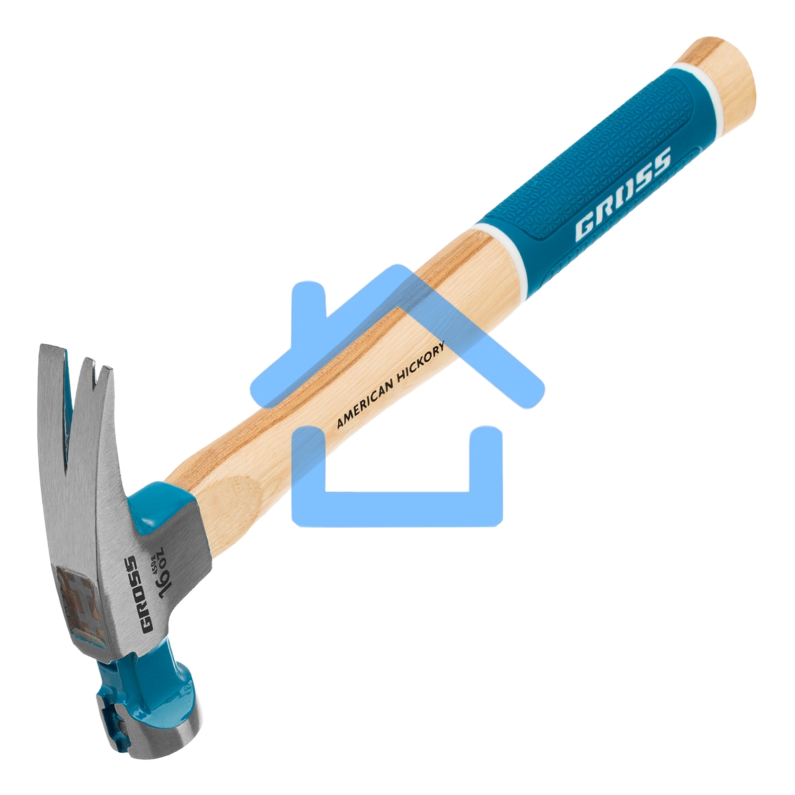 Молоток-гвоздодер GROSS American hickory 450г, угол 75, магнит, обрезиненная рукоятка 10418