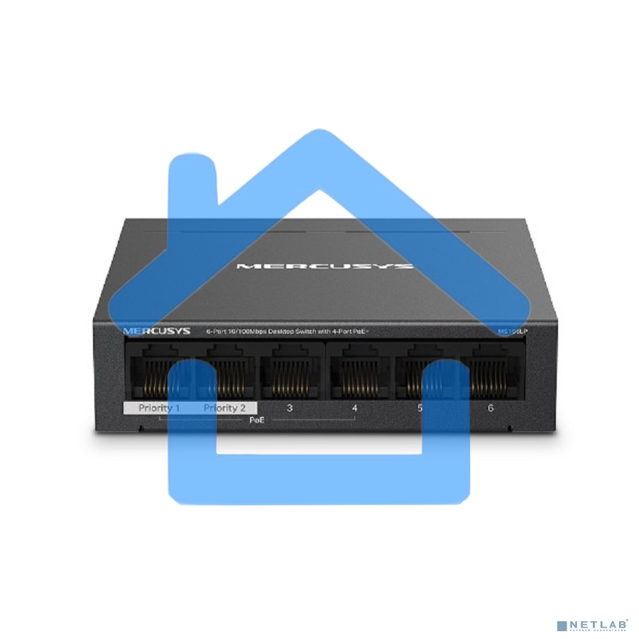 Настольный коммутатор Mercusys MS106LP с 6 портами 10/100 Мбит/с (4 порта PoE+)
