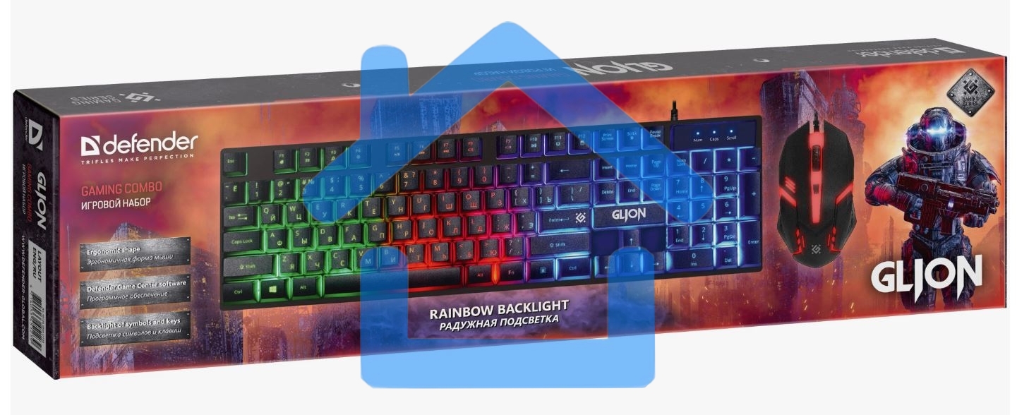 Комплект клавиатура + мышка Defender GLION C-123 RU PROMEGAJET