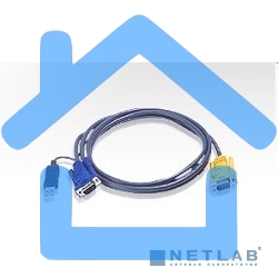 Шнур ATEN, мон+клав+мышь USB, SPHD15=>HD DB15+USB A-Тип, Male-2xMale, 8+4 проводов, опрессованный, 3 метр., черный, (с поддержкой KVM PS/2) (2L-5203UP)