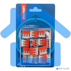 Клемма соединительная рычажковая компактная Rexant 3-проводная, прозрачная, 0.14-4 мм² (20 шт./уп.)